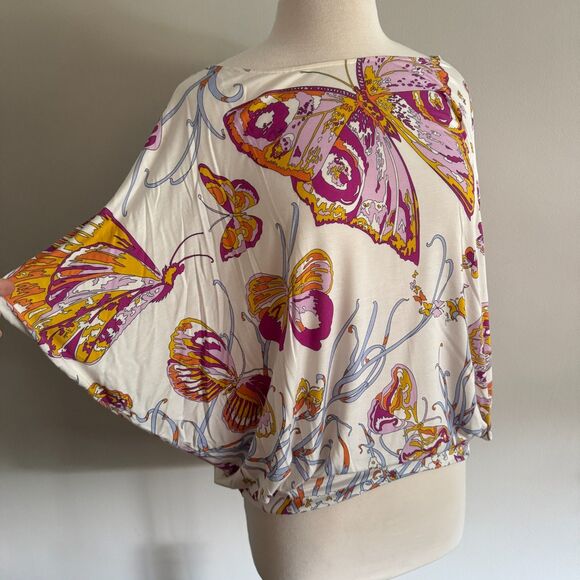 Italian Designer Emilio Pucci Butterfly Sleeve Scoop Neck Top - Size 42 - Picture 7 of 14